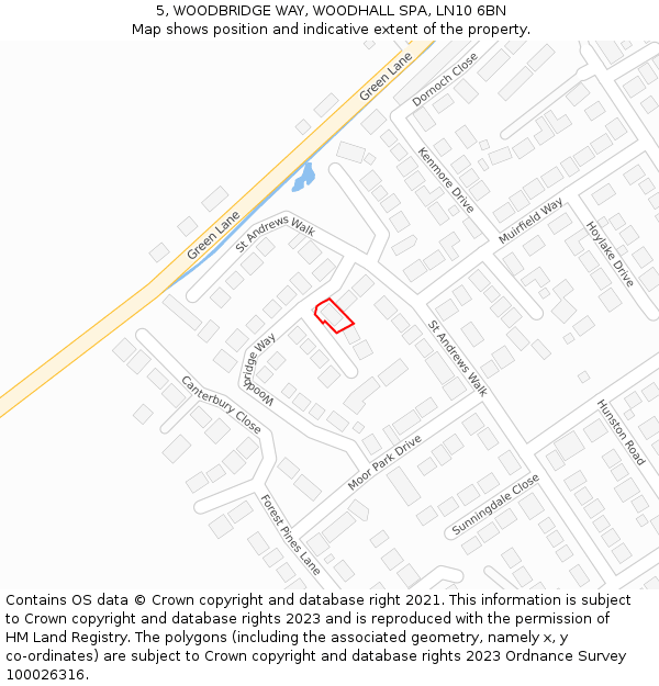 5, WOODBRIDGE WAY, WOODHALL SPA, LN10 6BN: Location map and indicative extent of plot