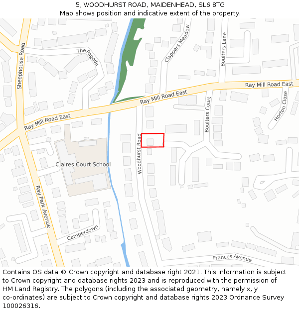 5, WOODHURST ROAD, MAIDENHEAD, SL6 8TG: Location map and indicative extent of plot