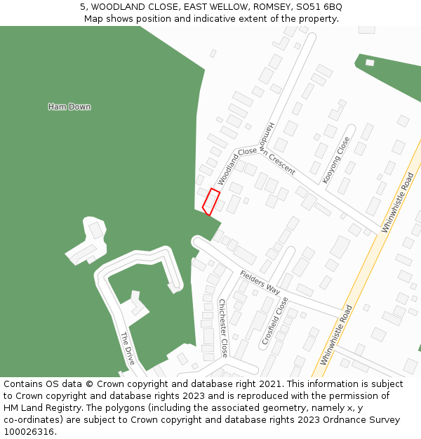 5, WOODLAND CLOSE, EAST WELLOW, ROMSEY, SO51 6BQ: Location map and indicative extent of plot