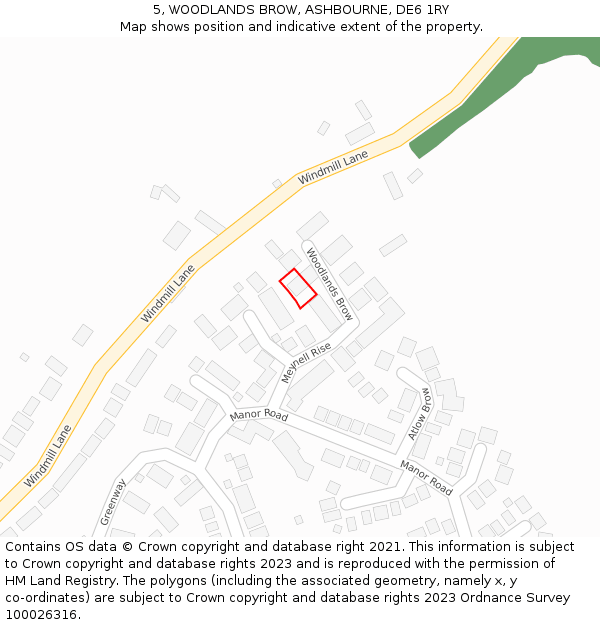 5, WOODLANDS BROW, ASHBOURNE, DE6 1RY: Location map and indicative extent of plot