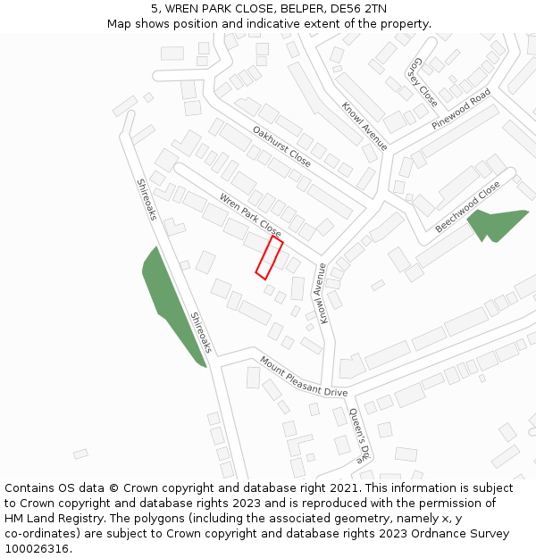 5, WREN PARK CLOSE, BELPER, DE56 2TN: Location map and indicative extent of plot