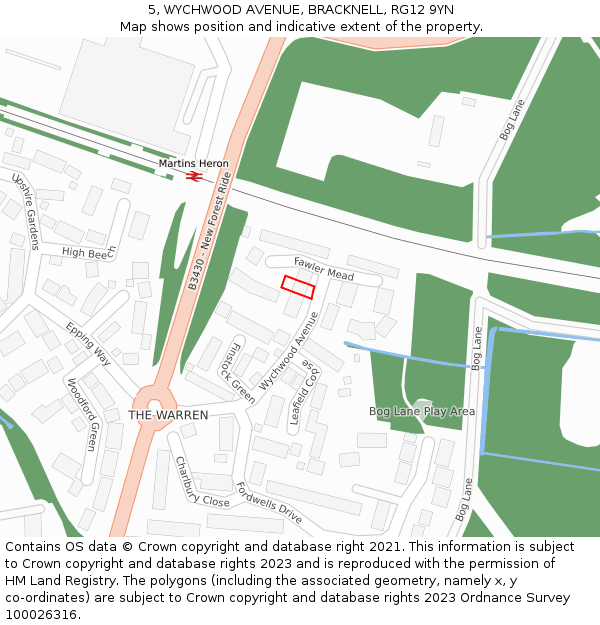 5, WYCHWOOD AVENUE, BRACKNELL, RG12 9YN: Location map and indicative extent of plot