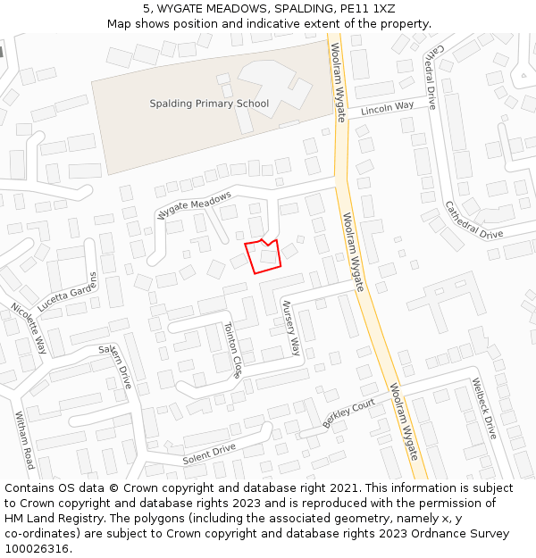 5, WYGATE MEADOWS, SPALDING, PE11 1XZ: Location map and indicative extent of plot