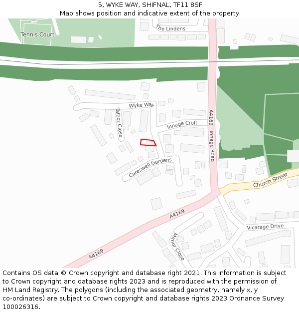 5, WYKE WAY, SHIFNAL, TF11 8SF: Location map and indicative extent of plot