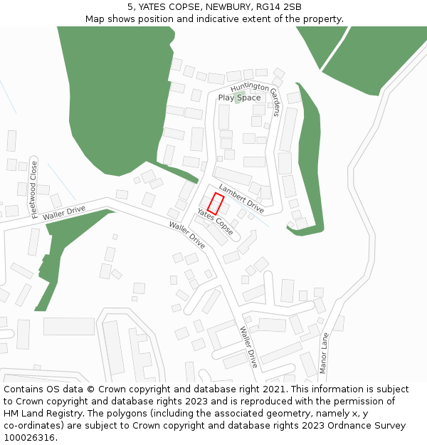 5, YATES COPSE, NEWBURY, RG14 2SB: Location map and indicative extent of plot
