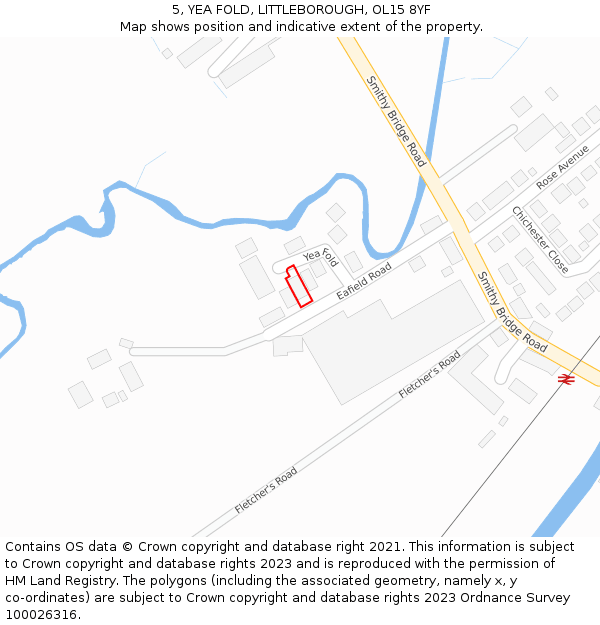 5, YEA FOLD, LITTLEBOROUGH, OL15 8YF: Location map and indicative extent of plot