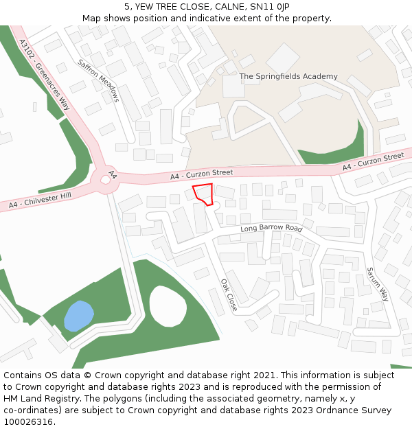 5, YEW TREE CLOSE, CALNE, SN11 0JP: Location map and indicative extent of plot