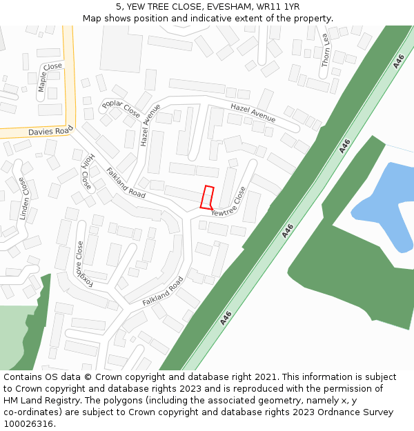 5, YEW TREE CLOSE, EVESHAM, WR11 1YR: Location map and indicative extent of plot