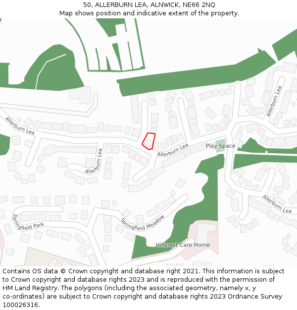 50, ALLERBURN LEA, ALNWICK, NE66 2NQ: Location map and indicative extent of plot