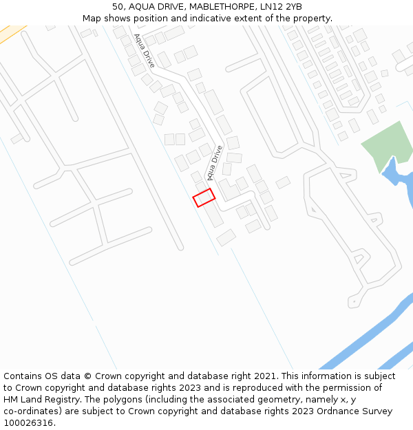 50, AQUA DRIVE, MABLETHORPE, LN12 2YB: Location map and indicative extent of plot
