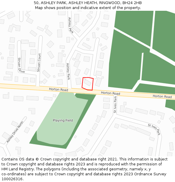 50, ASHLEY PARK, ASHLEY HEATH, RINGWOOD, BH24 2HB: Location map and indicative extent of plot