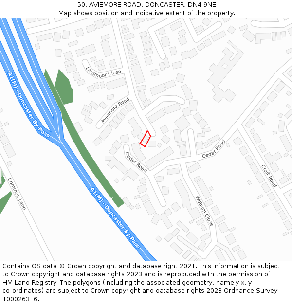 50, AVIEMORE ROAD, DONCASTER, DN4 9NE: Location map and indicative extent of plot