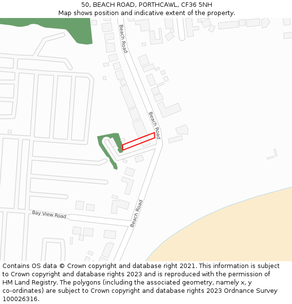 50, BEACH ROAD, PORTHCAWL, CF36 5NH: Location map and indicative extent of plot