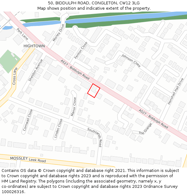 50, BIDDULPH ROAD, CONGLETON, CW12 3LG: Location map and indicative extent of plot