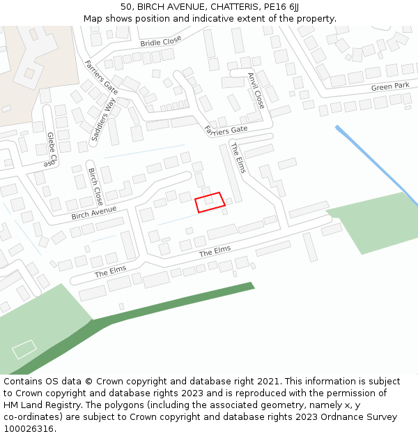 50, BIRCH AVENUE, CHATTERIS, PE16 6JJ: Location map and indicative extent of plot