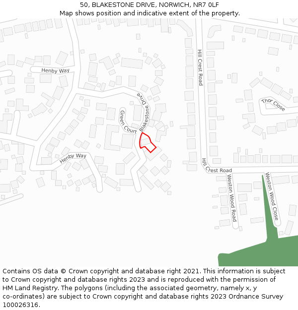 50, BLAKESTONE DRIVE, NORWICH, NR7 0LF: Location map and indicative extent of plot