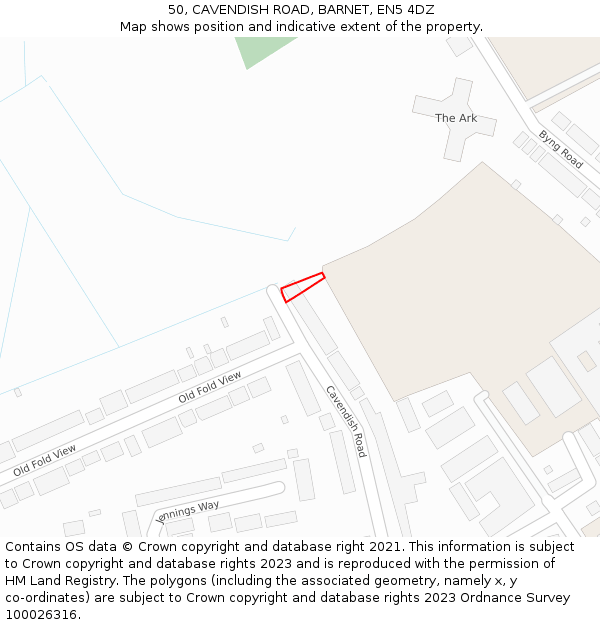 50, CAVENDISH ROAD, BARNET, EN5 4DZ: Location map and indicative extent of plot