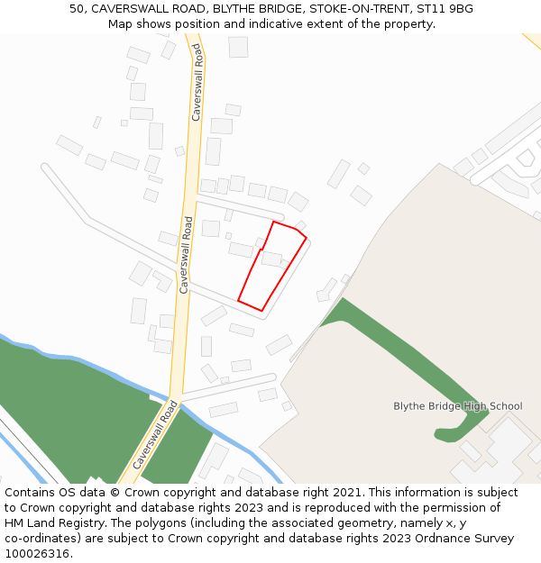 50, CAVERSWALL ROAD, BLYTHE BRIDGE, STOKE-ON-TRENT, ST11 9BG: Location map and indicative extent of plot