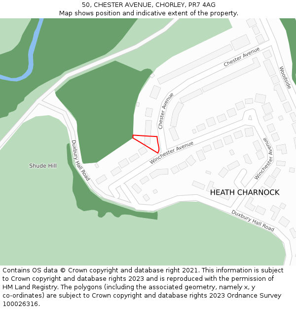 50, CHESTER AVENUE, CHORLEY, PR7 4AG: Location map and indicative extent of plot
