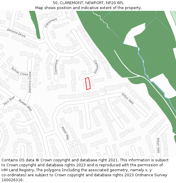 50, CLAREMONT, NEWPORT, NP20 6PL: Location map and indicative extent of plot