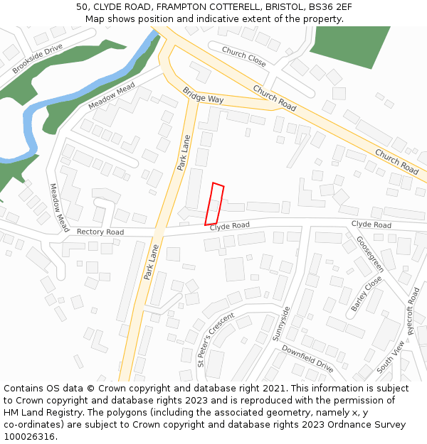 50, CLYDE ROAD, FRAMPTON COTTERELL, BRISTOL, BS36 2EF: Location map and indicative extent of plot