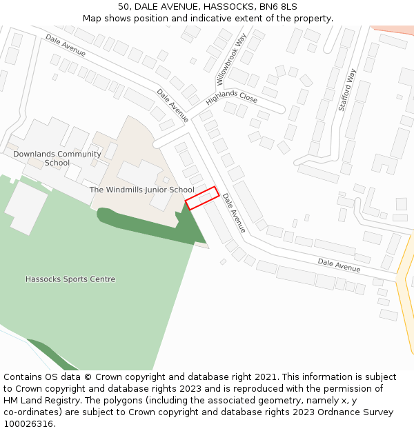 50, DALE AVENUE, HASSOCKS, BN6 8LS: Location map and indicative extent of plot
