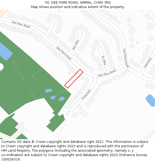 50, DEE PARK ROAD, WIRRAL, CH60 3RQ: Location map and indicative extent of plot