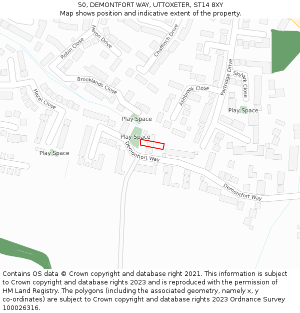 50, DEMONTFORT WAY, UTTOXETER, ST14 8XY: Location map and indicative extent of plot