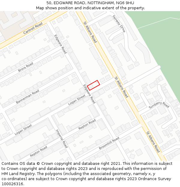 50, EDGWARE ROAD, NOTTINGHAM, NG6 9HU: Location map and indicative extent of plot