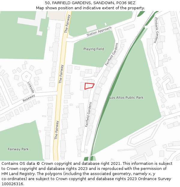 50, FAIRFIELD GARDENS, SANDOWN, PO36 9EZ: Location map and indicative extent of plot