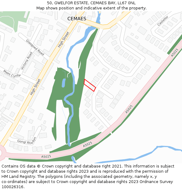 50, GWELFOR ESTATE, CEMAES BAY, LL67 0NL: Location map and indicative extent of plot