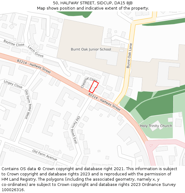 50, HALFWAY STREET, SIDCUP, DA15 8JB: Location map and indicative extent of plot