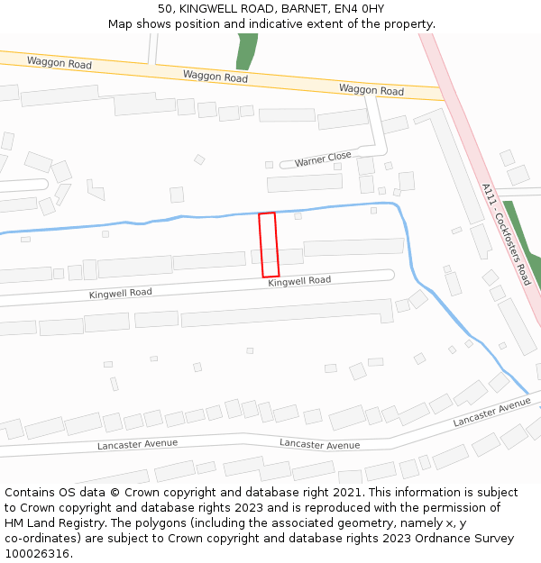 50, KINGWELL ROAD, BARNET, EN4 0HY: Location map and indicative extent of plot