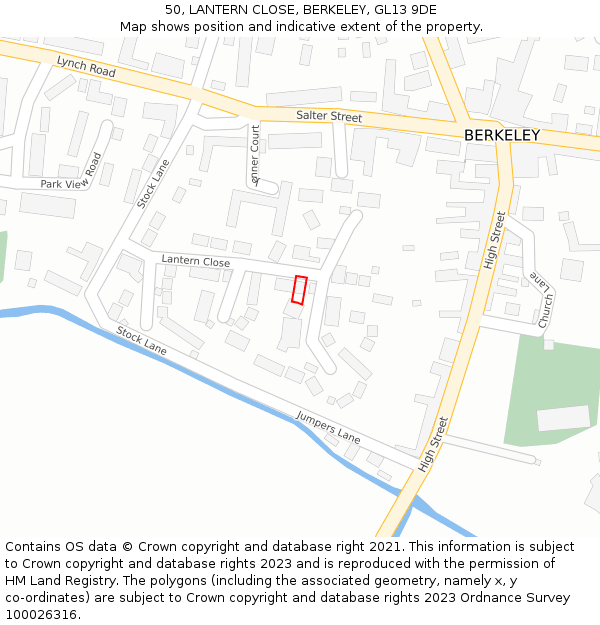 50, LANTERN CLOSE, BERKELEY, GL13 9DE: Location map and indicative extent of plot