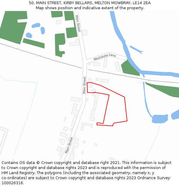 50, MAIN STREET, KIRBY BELLARS, MELTON MOWBRAY, LE14 2EA: Location map and indicative extent of plot