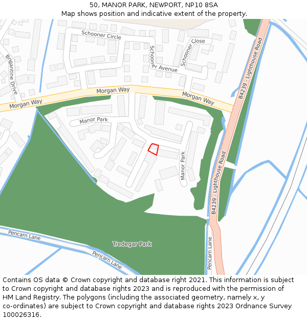 50, MANOR PARK, NEWPORT, NP10 8SA: Location map and indicative extent of plot