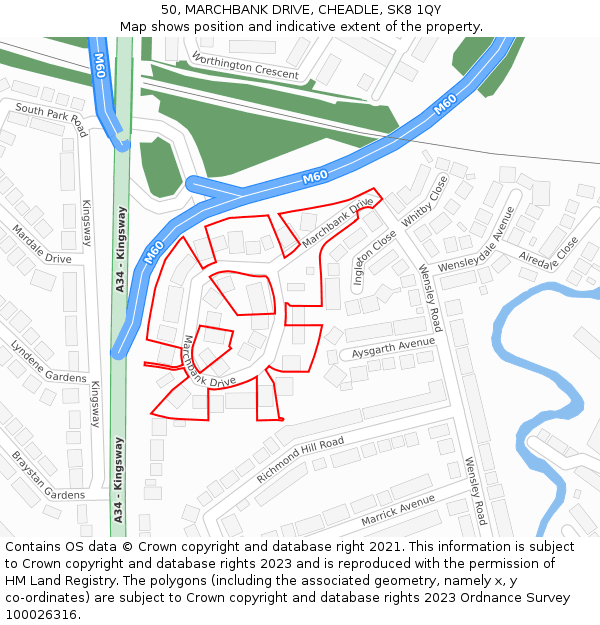 50, MARCHBANK DRIVE, CHEADLE, SK8 1QY: Location map and indicative extent of plot