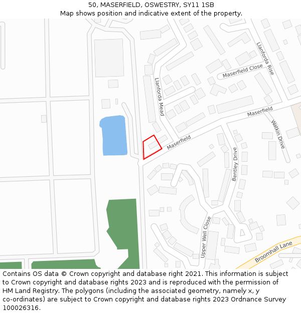 50, MASERFIELD, OSWESTRY, SY11 1SB: Location map and indicative extent of plot