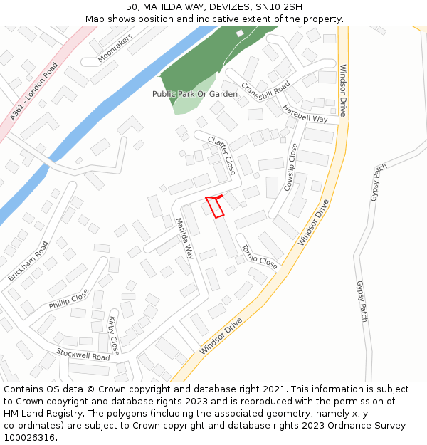 50, MATILDA WAY, DEVIZES, SN10 2SH: Location map and indicative extent of plot