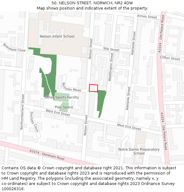 50, NELSON STREET, NORWICH, NR2 4DW: Location map and indicative extent of plot