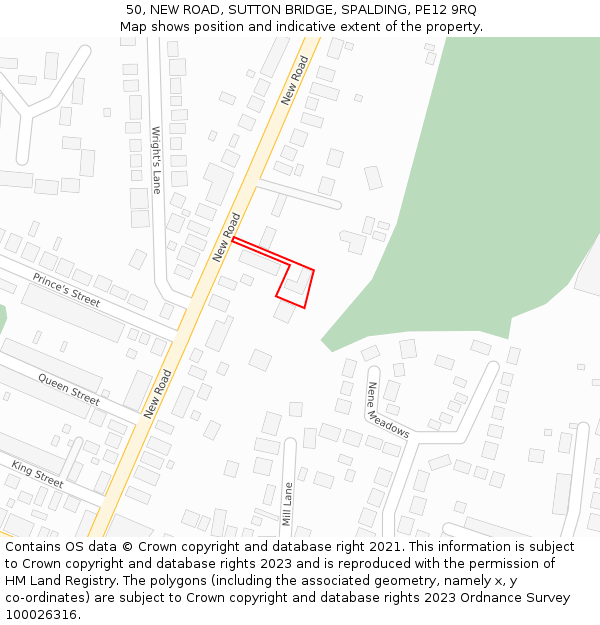 50, NEW ROAD, SUTTON BRIDGE, SPALDING, PE12 9RQ: Location map and indicative extent of plot