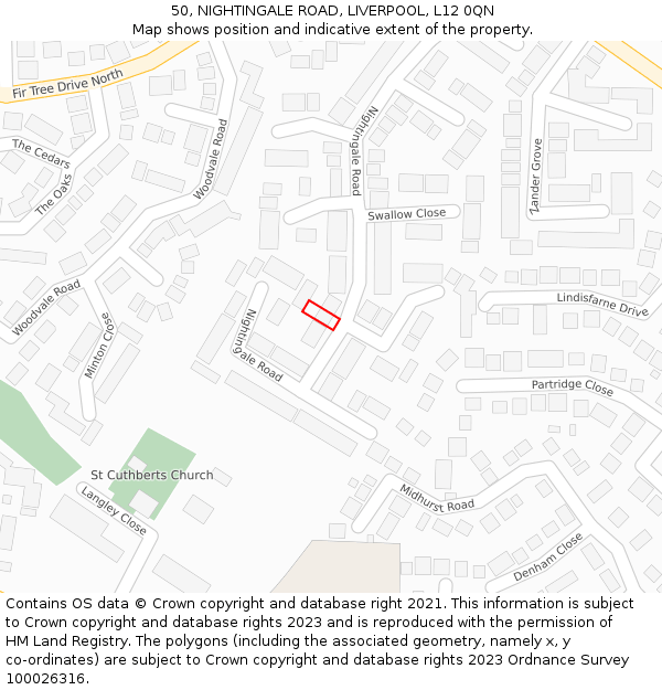 50, NIGHTINGALE ROAD, LIVERPOOL, L12 0QN: Location map and indicative extent of plot