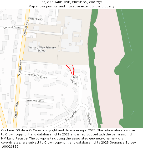50, ORCHARD RISE, CROYDON, CR0 7QY: Location map and indicative extent of plot