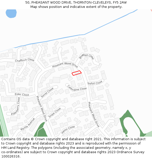 50, PHEASANT WOOD DRIVE, THORNTON-CLEVELEYS, FY5 2AW: Location map and indicative extent of plot