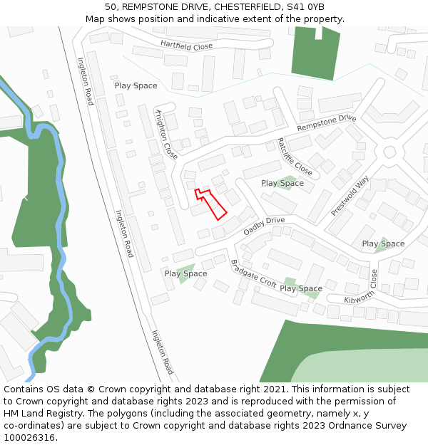50, REMPSTONE DRIVE, CHESTERFIELD, S41 0YB: Location map and indicative extent of plot