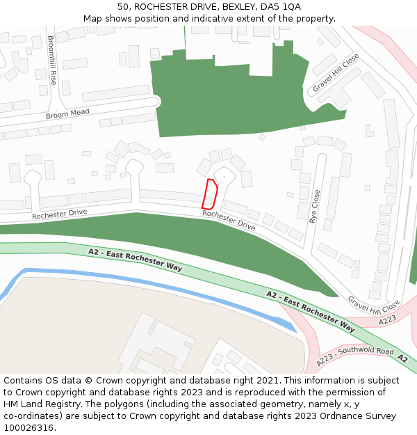 50, ROCHESTER DRIVE, BEXLEY, DA5 1QA: Location map and indicative extent of plot