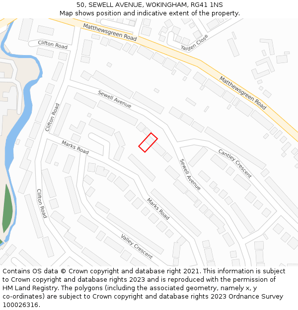 50, SEWELL AVENUE, WOKINGHAM, RG41 1NS: Location map and indicative extent of plot