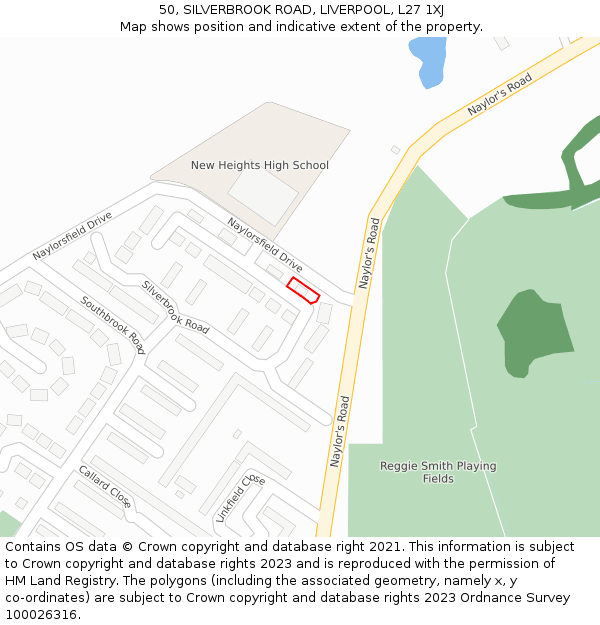 50, SILVERBROOK ROAD, LIVERPOOL, L27 1XJ: Location map and indicative extent of plot