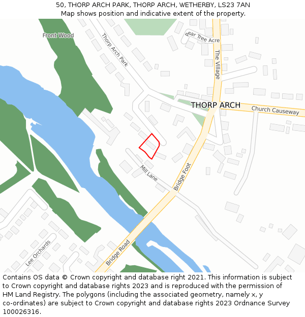 50, THORP ARCH PARK, THORP ARCH, WETHERBY, LS23 7AN: Location map and indicative extent of plot