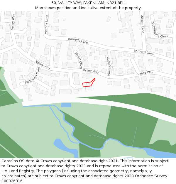 50, VALLEY WAY, FAKENHAM, NR21 8PH: Location map and indicative extent of plot